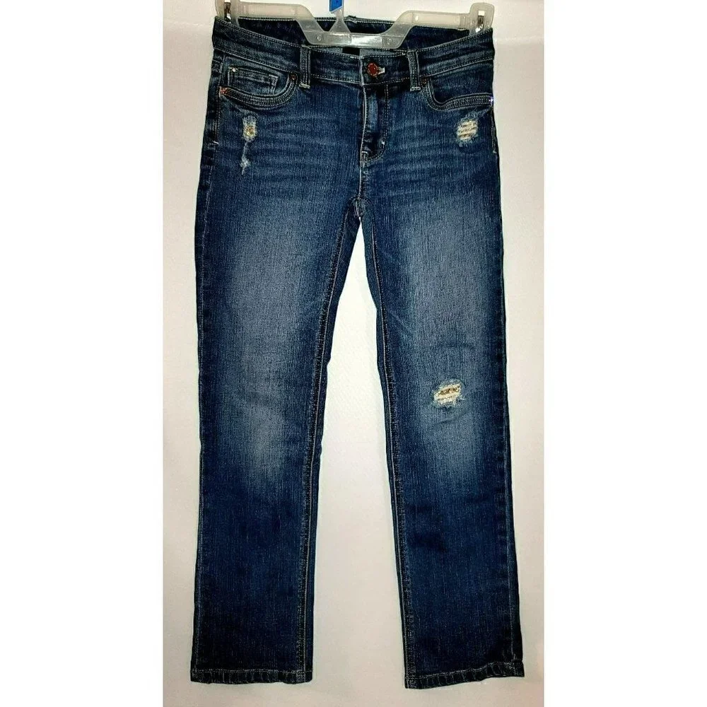 WHBM Crop Straight Leg Sequin Destressed Feel Beautiful Jean - Size 00